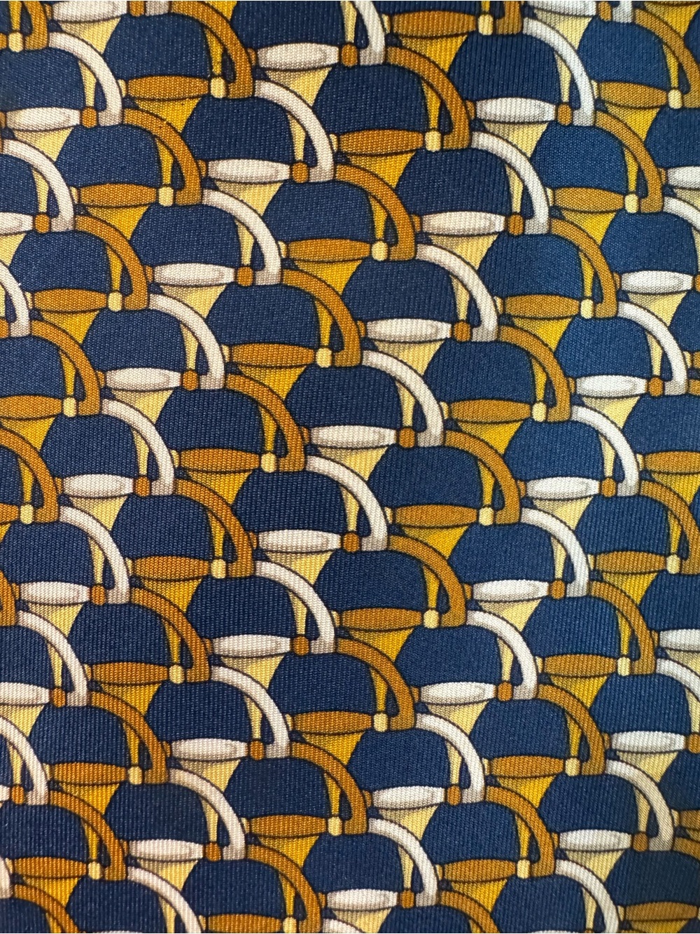Gucci Navy, Gold & White Geometric Silk Tie - Picture 3 of 5